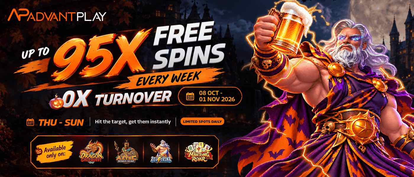 Nestle888 x Advantplay: up to 95x free spins every week, 0x turnover, 8 Oct to 1 Nov 2026